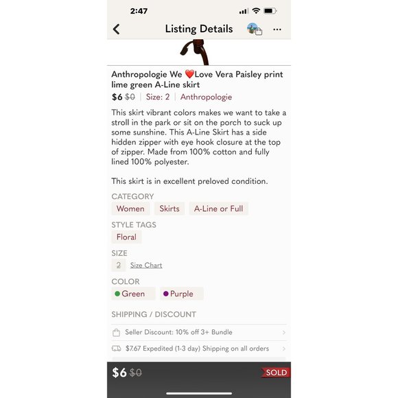 We Heart Vera Patterned Skirt light green and lavender - Picture 8 of 8